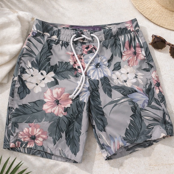 Abercrombie & Fitch Other - Abercrombie & Fitch Men’s Floral Swim Trunks Board Shorts Gray Pink Blue Size 28